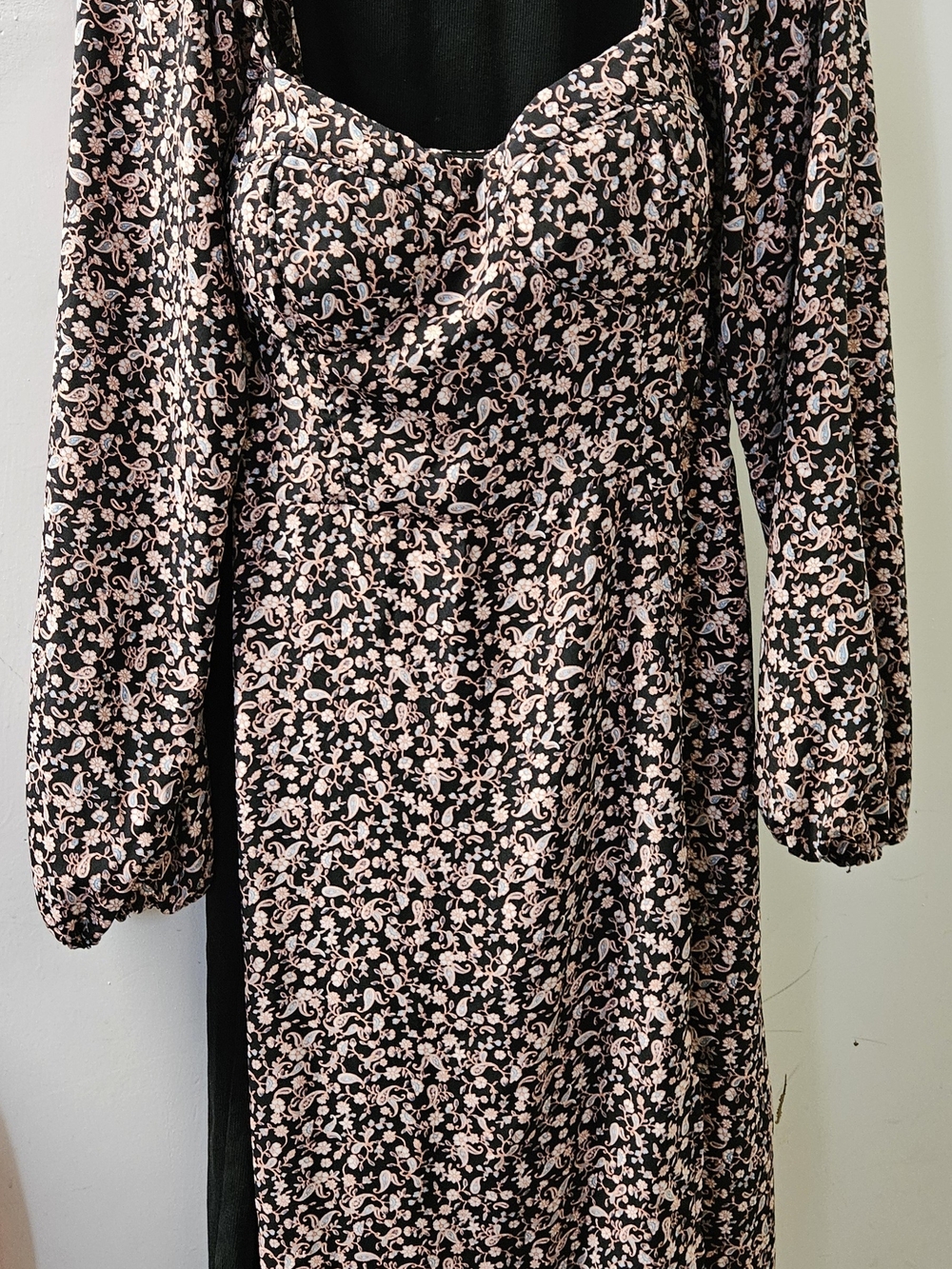 Socialite Black Dress with Blush Pink Floral Pattern